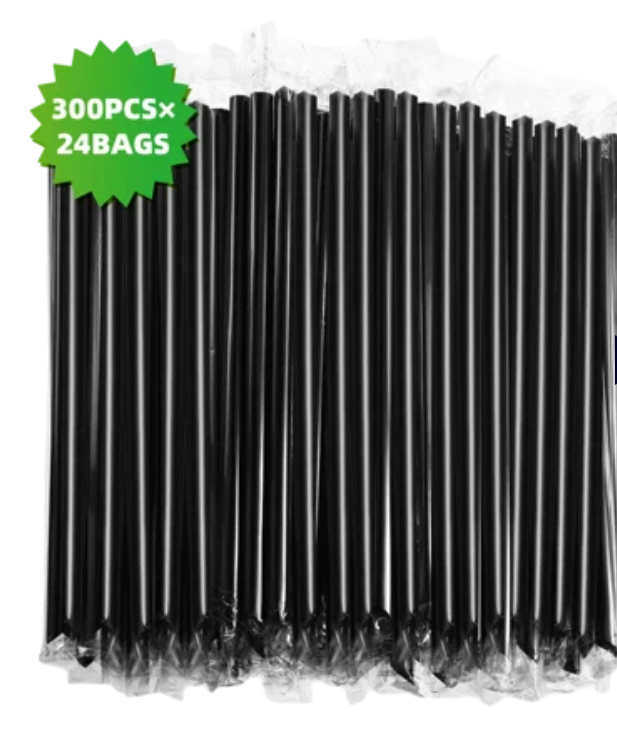 Black Plastic Sharp Straws