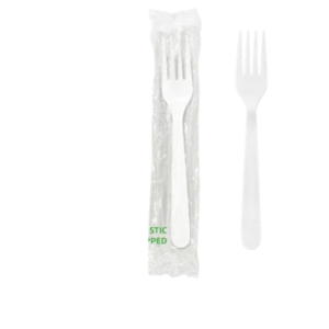 White Heavyweight Wrapped Plastic Forks