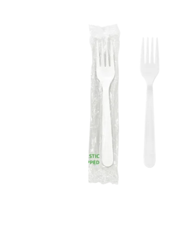 White Heavyweight Wrapped Plastic Forks